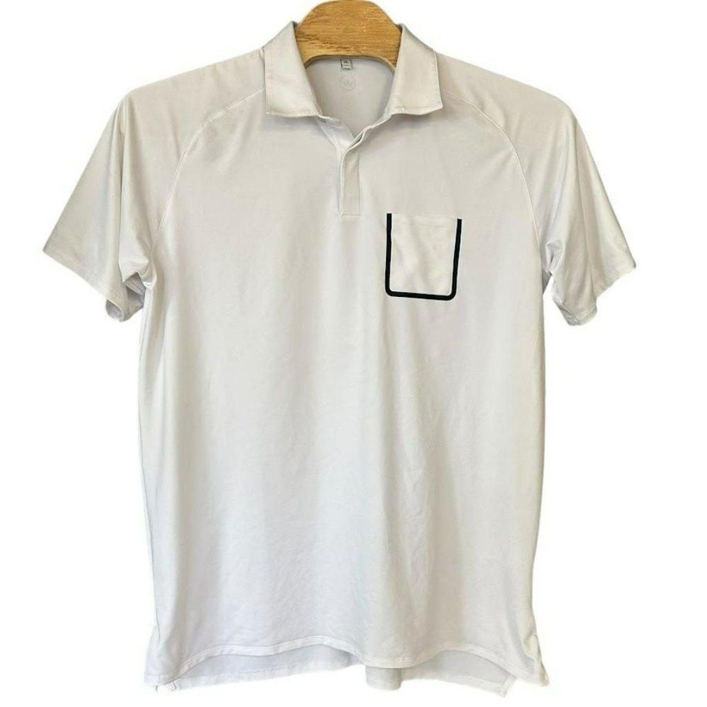 Peter Millar Summer Comfort White Navy Accent Polo Mens‎ XL